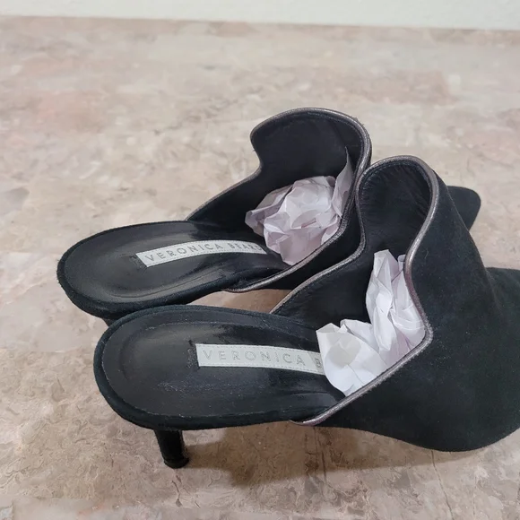 Veronica Beard Pearla Mules Black Suede Leather size 37 / US 7 - Picture 6 of 9